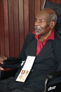 Dr. Albert Linton Liburd Sr. after receiving the 2020 Medal of Honour from Her Honour Mrs. Hyleeta Liburd, Deputy Governor General on Nevis at an Investiture Ceremony at Government House at Bath Plain on September 09, 2021