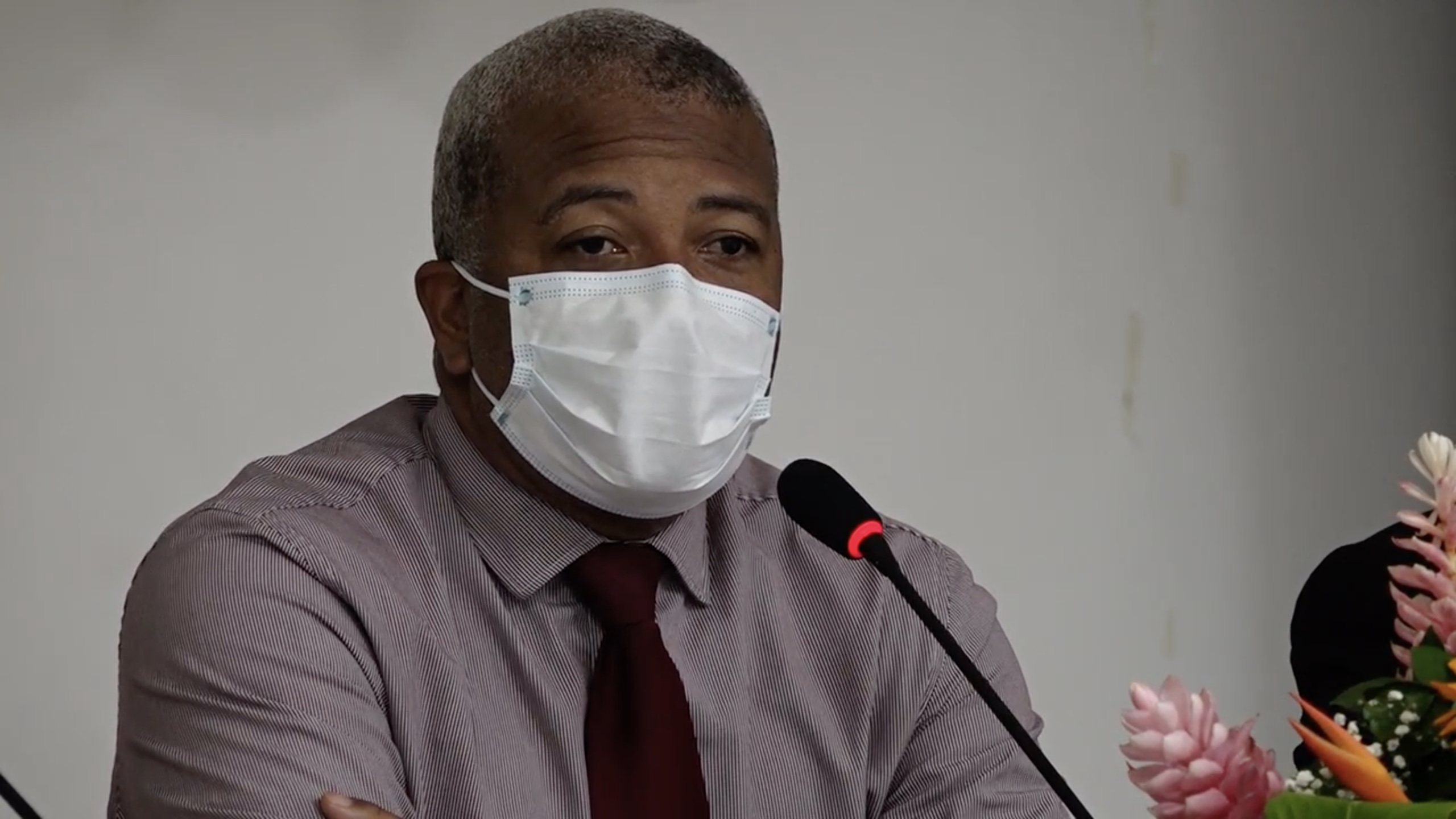 Hon. Spencer Brand, Minister of Physical Planning on Nevis, delivering his presentation at a consultation for contractors hosted by the Department of Physical Planning at the St. Paul's Anglican Church Hall on September 07, 2021