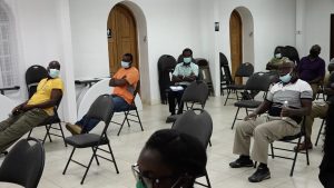 A section of contractors in attendance participating in a consultation hosted by the Department of Physical Planning at the St. Paul's Anglican Church Hall on September 07, 2021