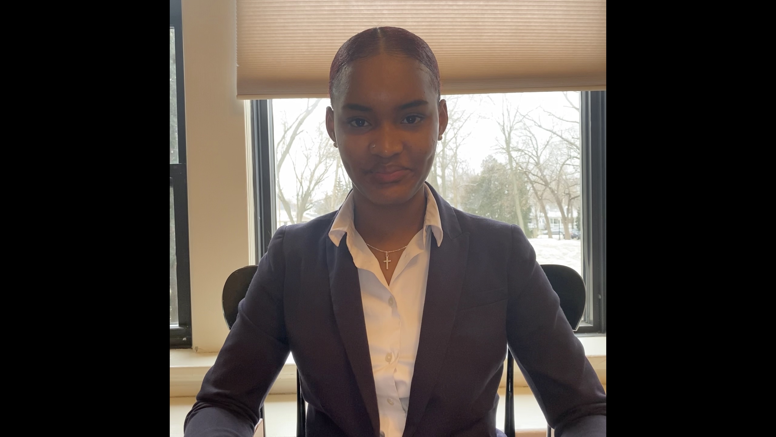 Ms. Biblianna Thomas, valedictorian of the Gingerland Secondary School Graduating Class of 2021 delivering her valedictory speech virtually at the school’s 48th Graduation and Prize Giving Ceremony at the David Freeman Center of Excellence on December 09, 2021