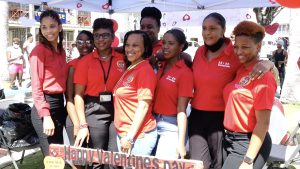 The Nevis Health Promotion Team at the War Memorial in Charlestown at their Valentines’ Day safe sex promotion on February 14, 2022