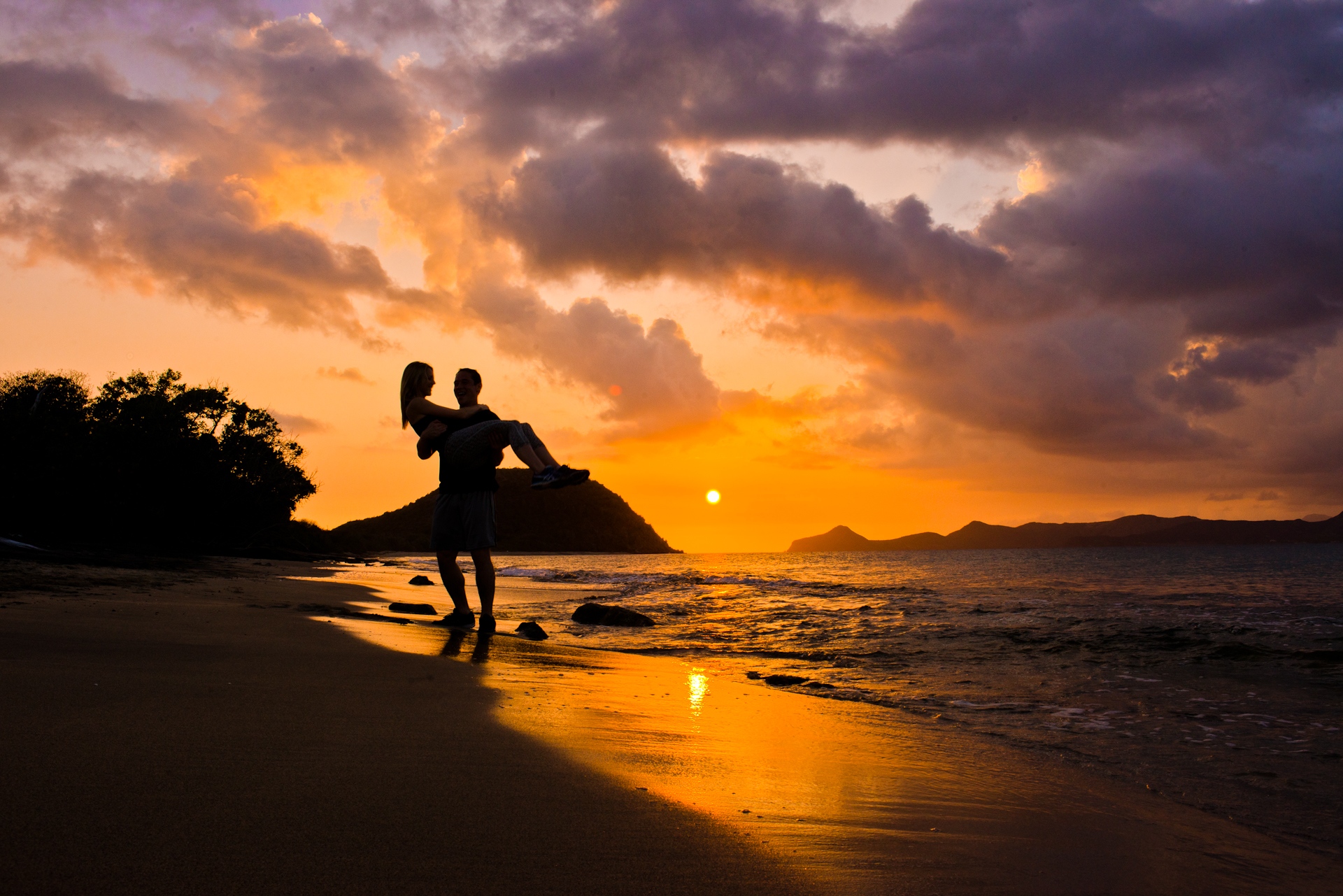 Enjoying a romantic sunset at a secluded beach on Nevis (photo provided)