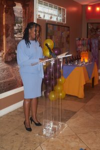 Ms. Ms. Latoya Jeffers delivering remarks at the first St. James’ Women of Entrepreneurial Excellence Awards on April 07, 2022 at the Indian Summer restaurant in Cades Bay