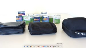 The three blood pressure monitors and testing strips donated to the Butlers Health Centre by the Butlers Enhancement and Improvement Association