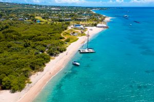 Nevis, where the Caribbean Sea lazily laps the shoreline on a section of Pinney’s Beach