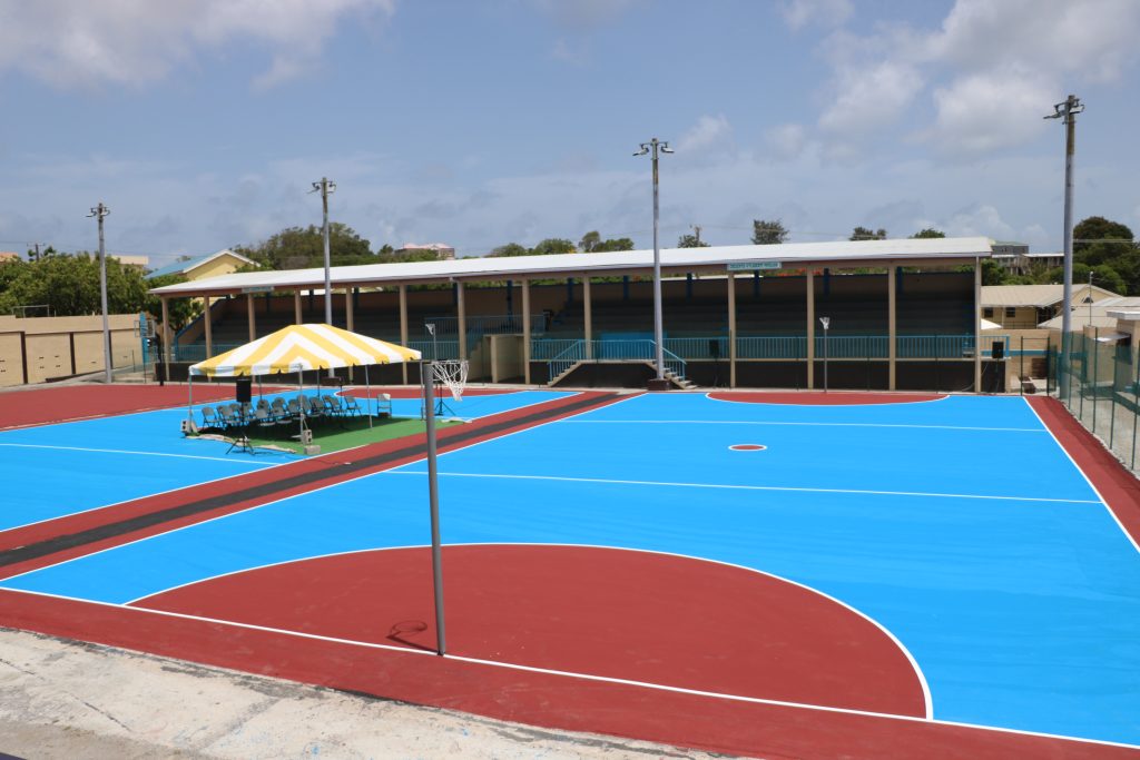 A section of the newly refurbished Cicely Grell-Hull Dora Stevens Netball Complex in Charlestown moments before its official reopening