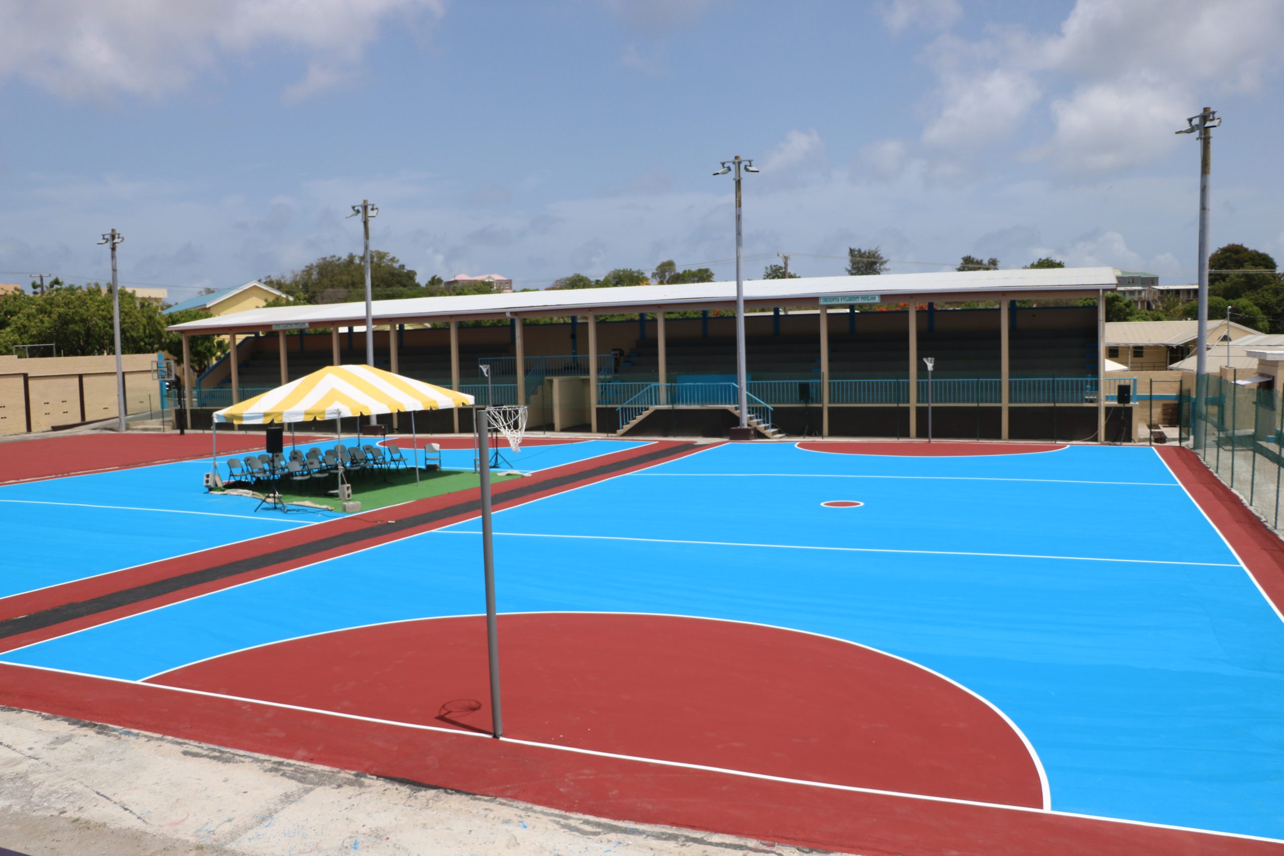 A section of the newly refurbished Cicely Grell-Hull Dora Stevens Netball Complex in Charlestown moments before its official reopening