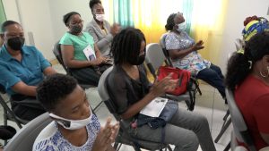 A section of the women participating in the Agri-preneur Conference, a collaborative effort between the Ministry of Health and Gender Affairs and the Ministry of Agriculture on Nevis, at the Opening Ceremony at the GMBC Building on August 23, 2022