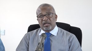 Hon. Spencer Brand, Minister of Communication and Works on Nevis delivering remarks at the contract signing ceremony on October 14, 2022, at the Nevis Island Administration’s Conference Room in Charlestown